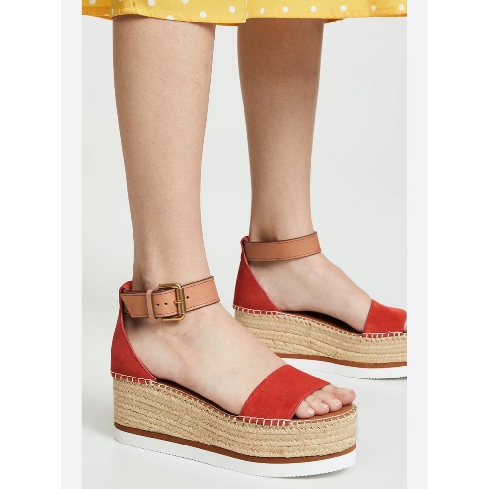 See by Chloe Glyn platform suede espadrille sandals‎ Size 39
Brick orange
